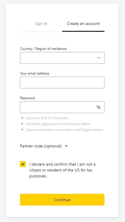 Exness Signup - Create an account